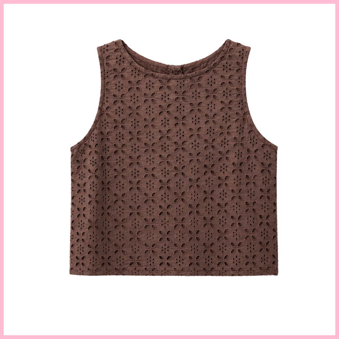 Lucy Tank Top – Chocolate Eyelet