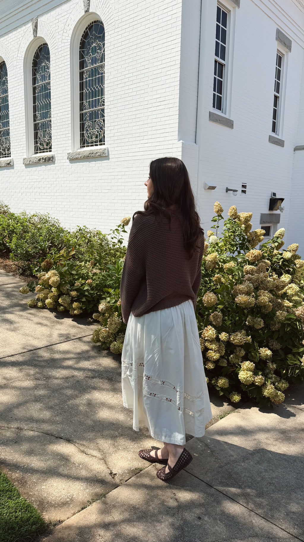 Adeline Cream Cotton Cutout Maxi Skirt
