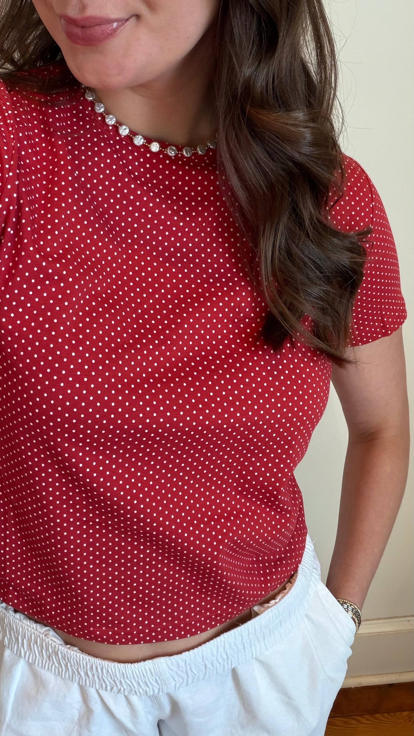 Strawberry Picking Red Polka Dot Baby Tee