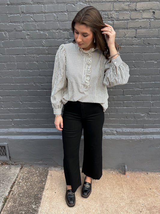 Molly Pin Stripe Eyelet Blouse