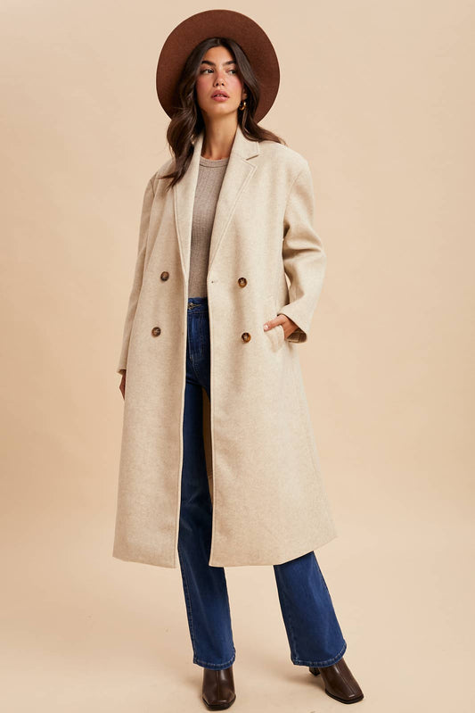 Frankie Felted Double Breasted Lapel Duster Coat