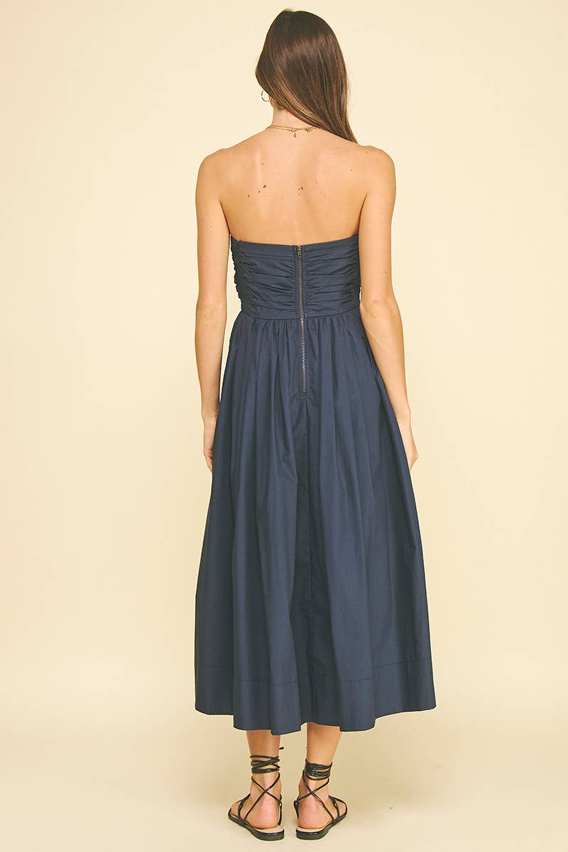 Florence Navy Sleeveless Midi Dress