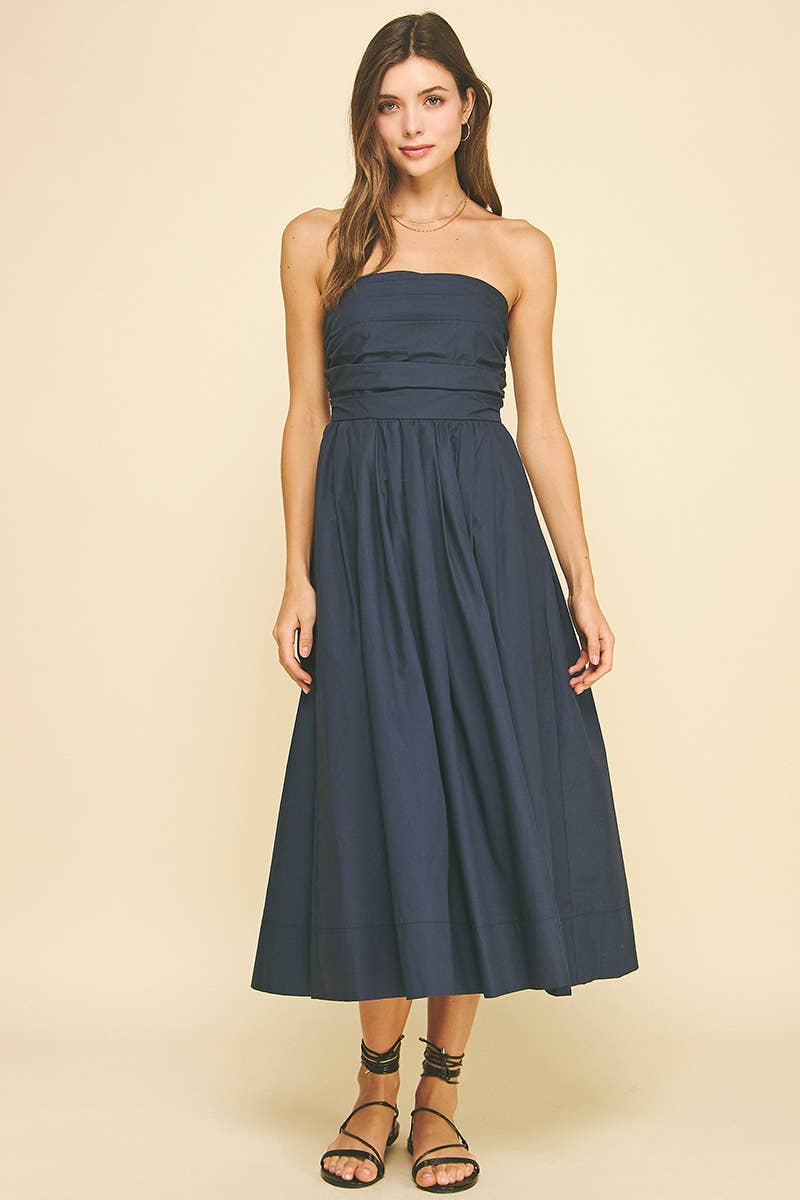 Florence Navy Sleeveless Midi Dress