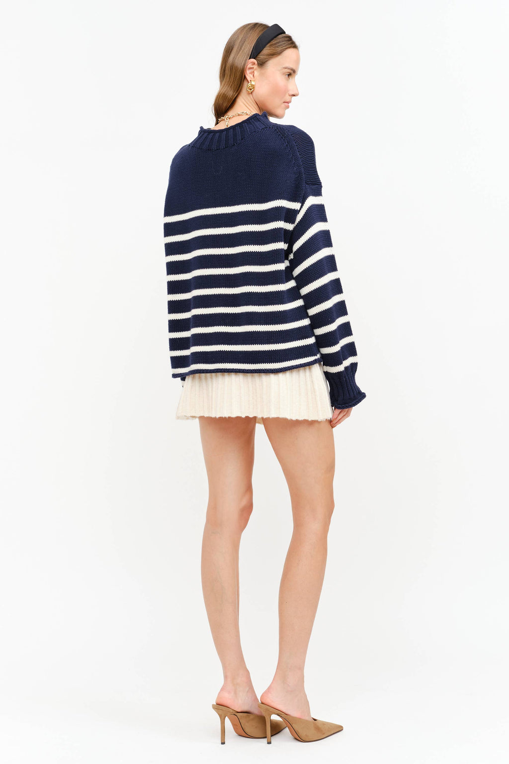 Skylar Cotton Rollneck Sweater- Navy