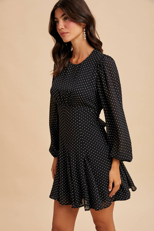 Teagan Polka Dot Flared Mini Dress