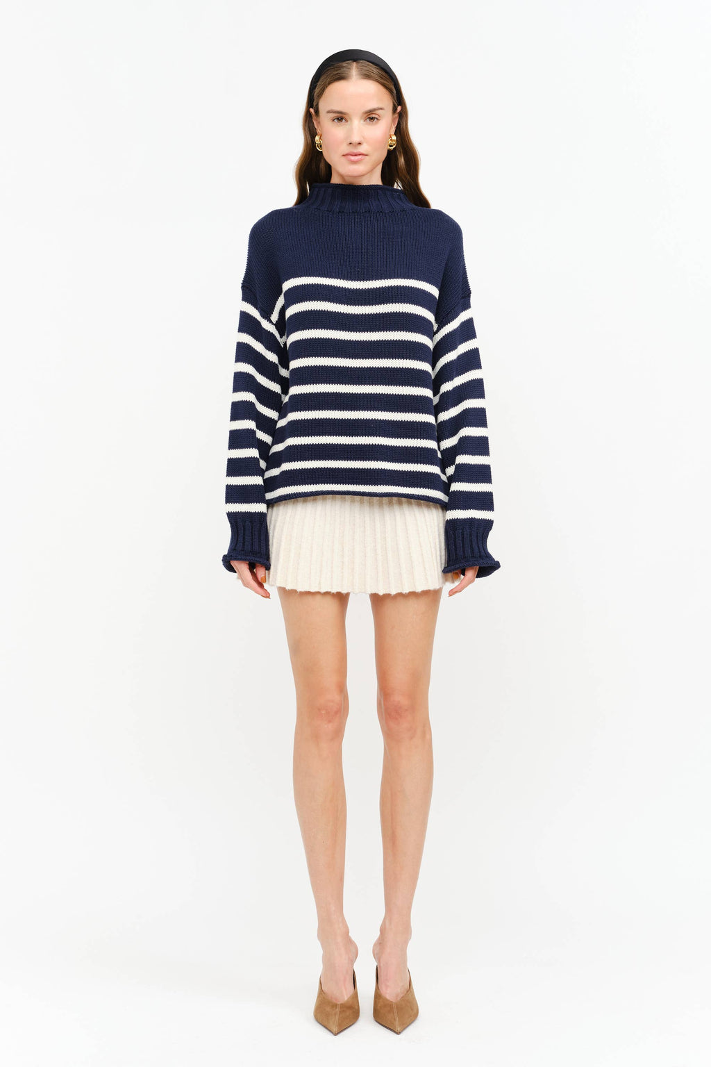 Skylar Cotton Rollneck Sweater- Navy