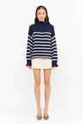 Skylar Cotton Rollneck Sweater- Navy