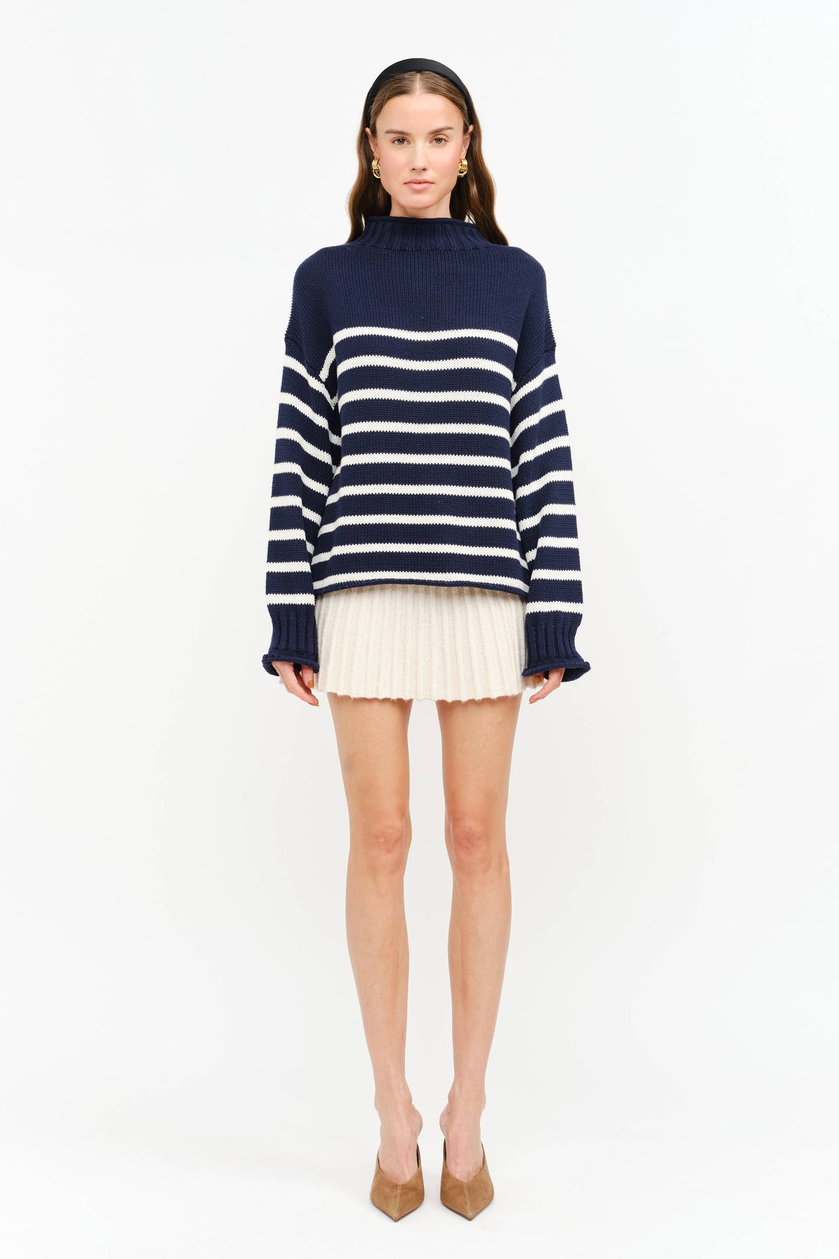 Skylar Cotton Rollneck Sweater- Navy