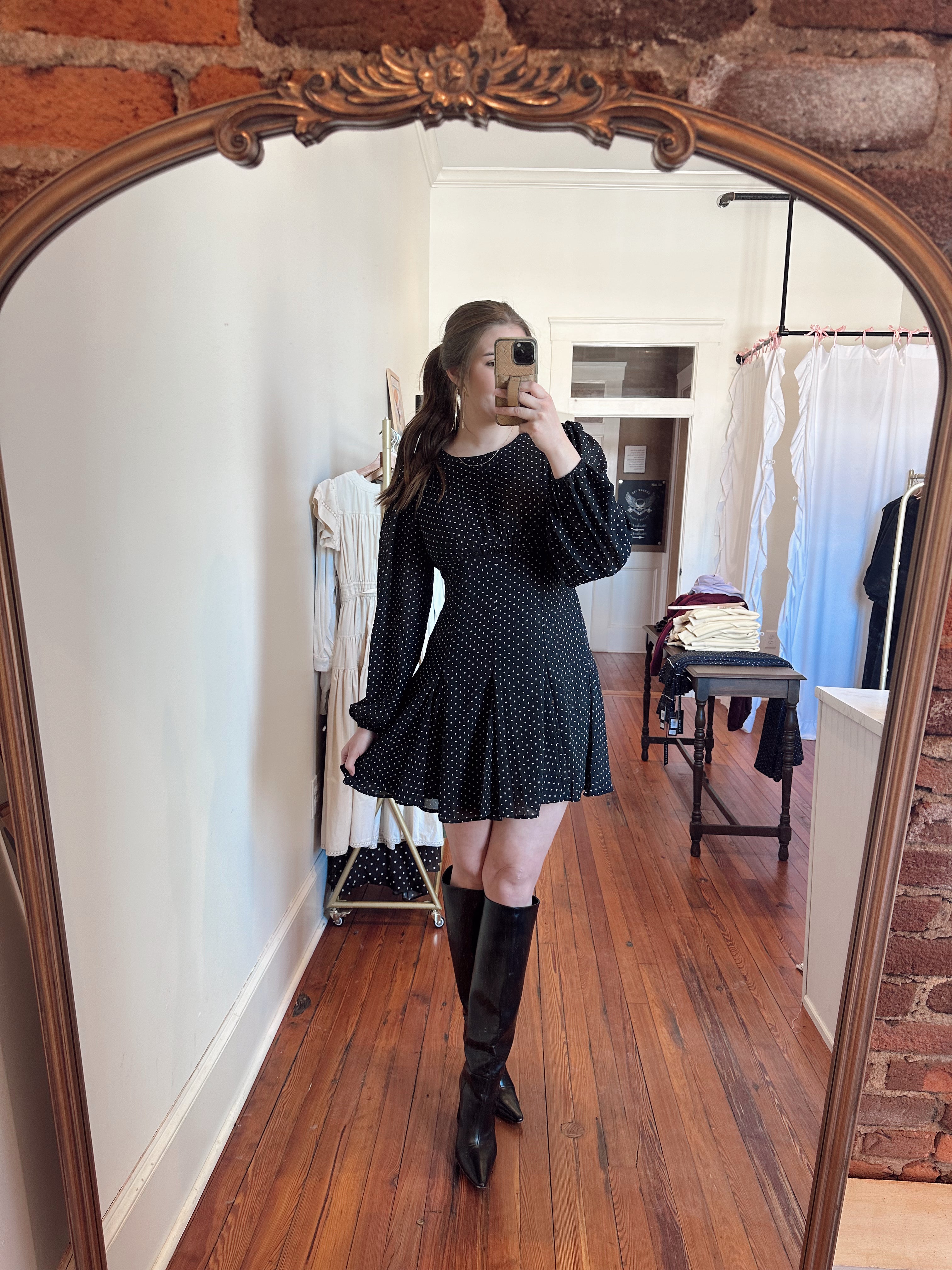 Teagan Polka Dot Flared Mini Dress