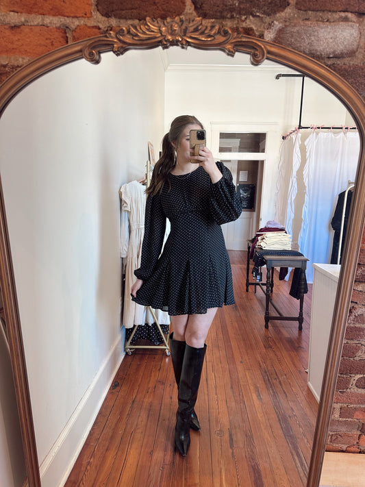 Teagan Polka Dot Flared Mini Dress