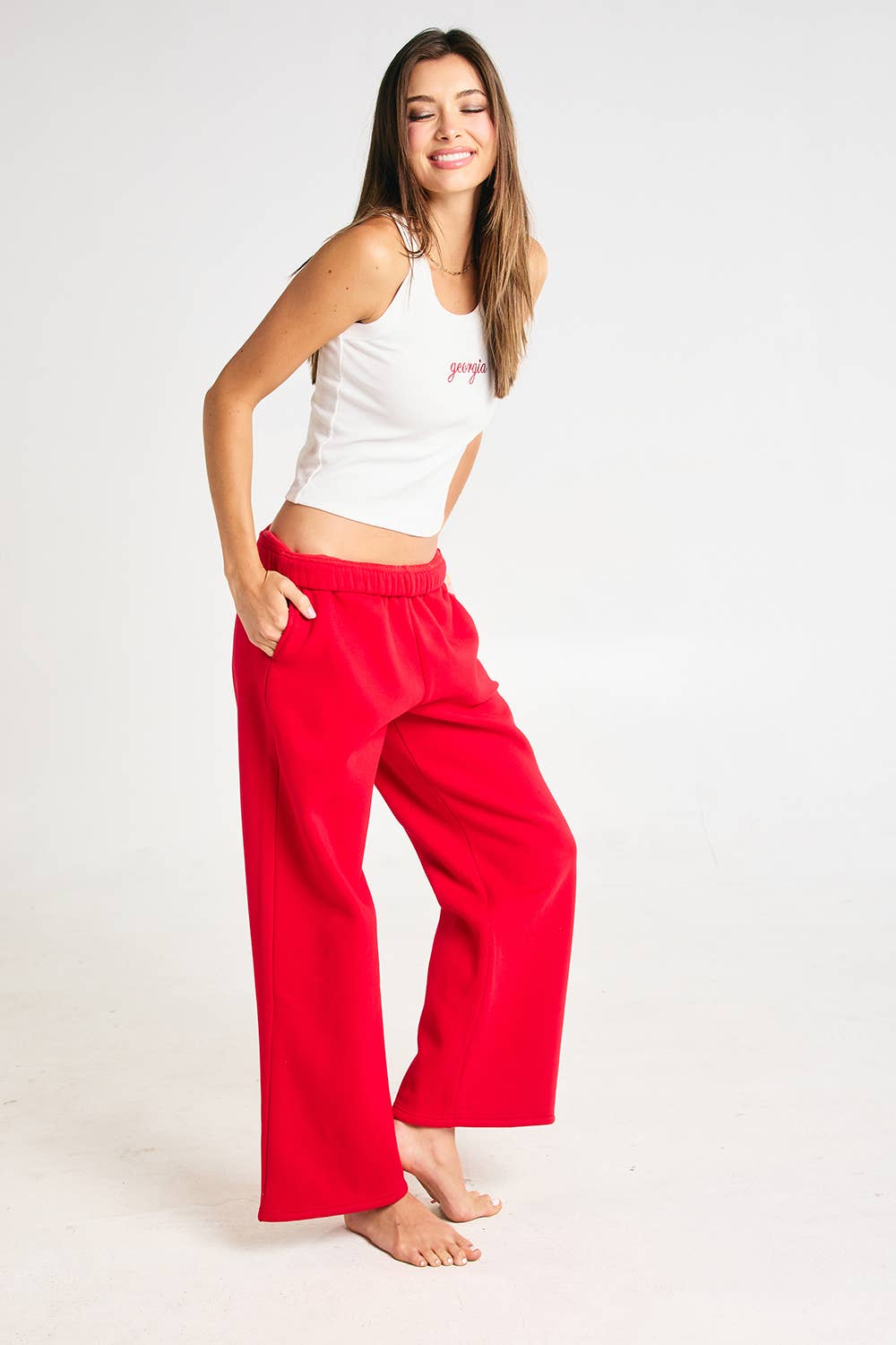Georgia Embroidered Ribbed Tank Top