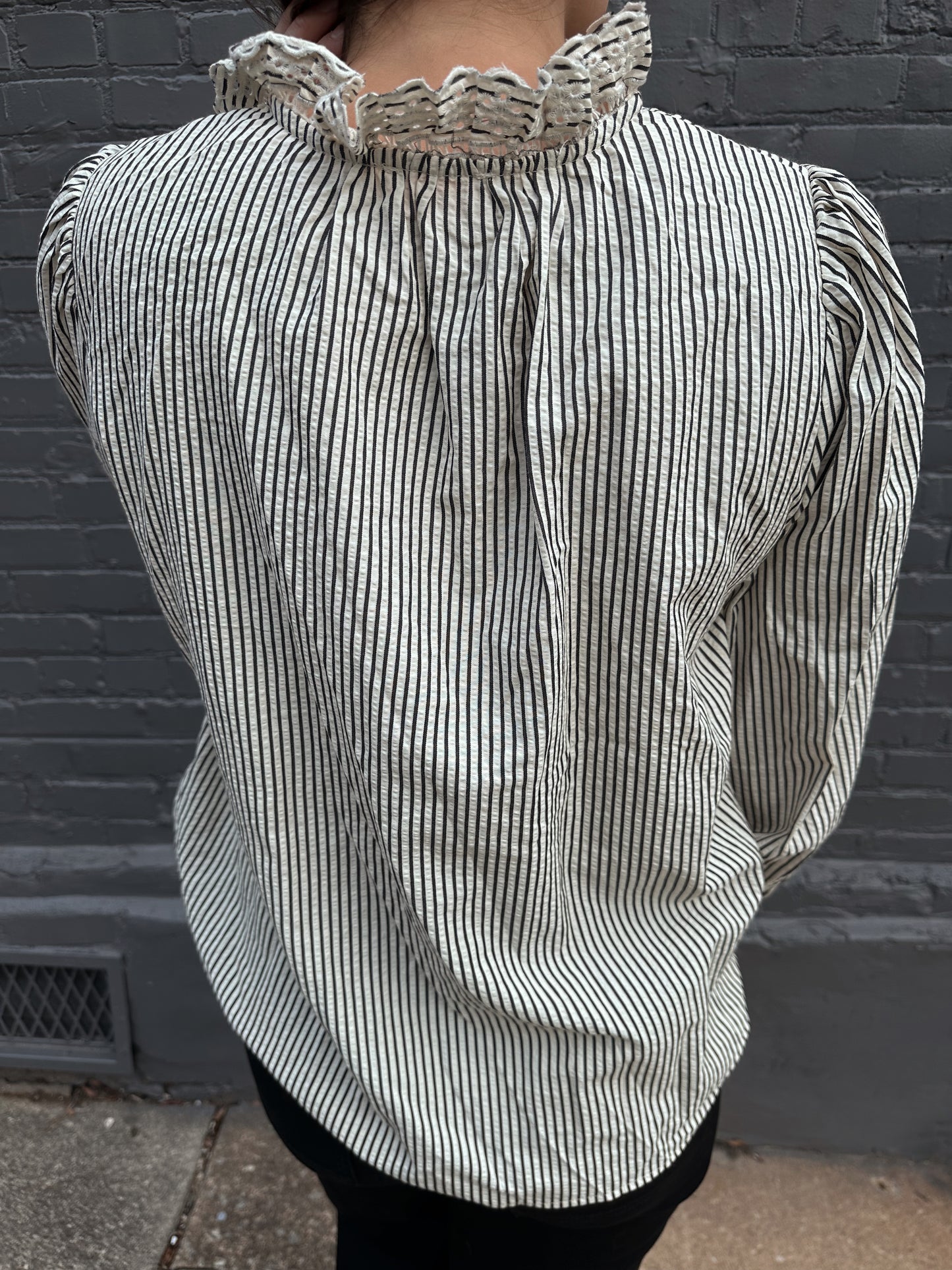 Molly Pin Stripe Eyelet Blouse