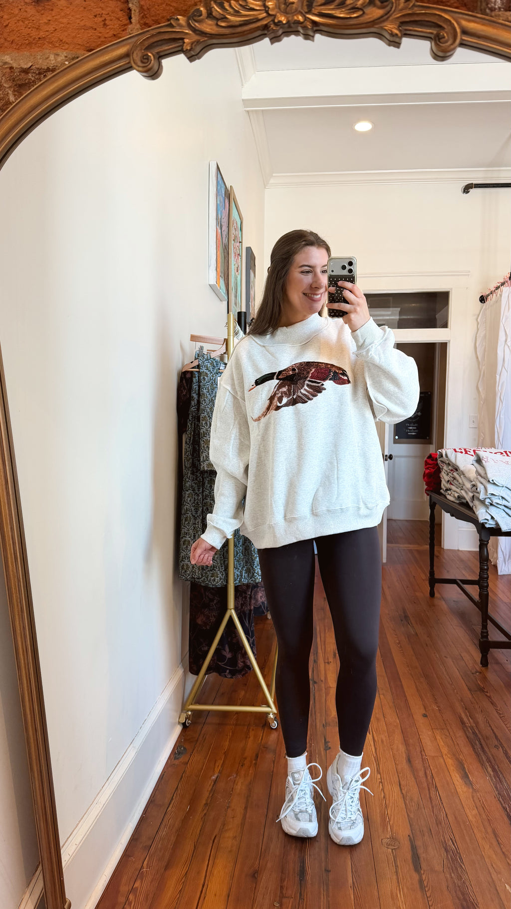 Mallard Embroidered Mock-Neck Sweatshirt