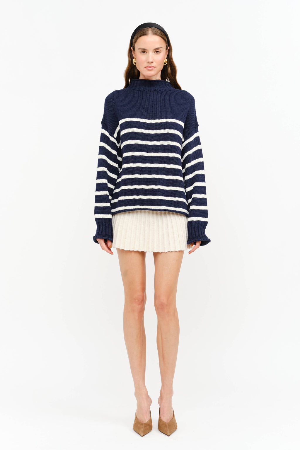 Skylar Cotton Rollneck Sweater- Navy