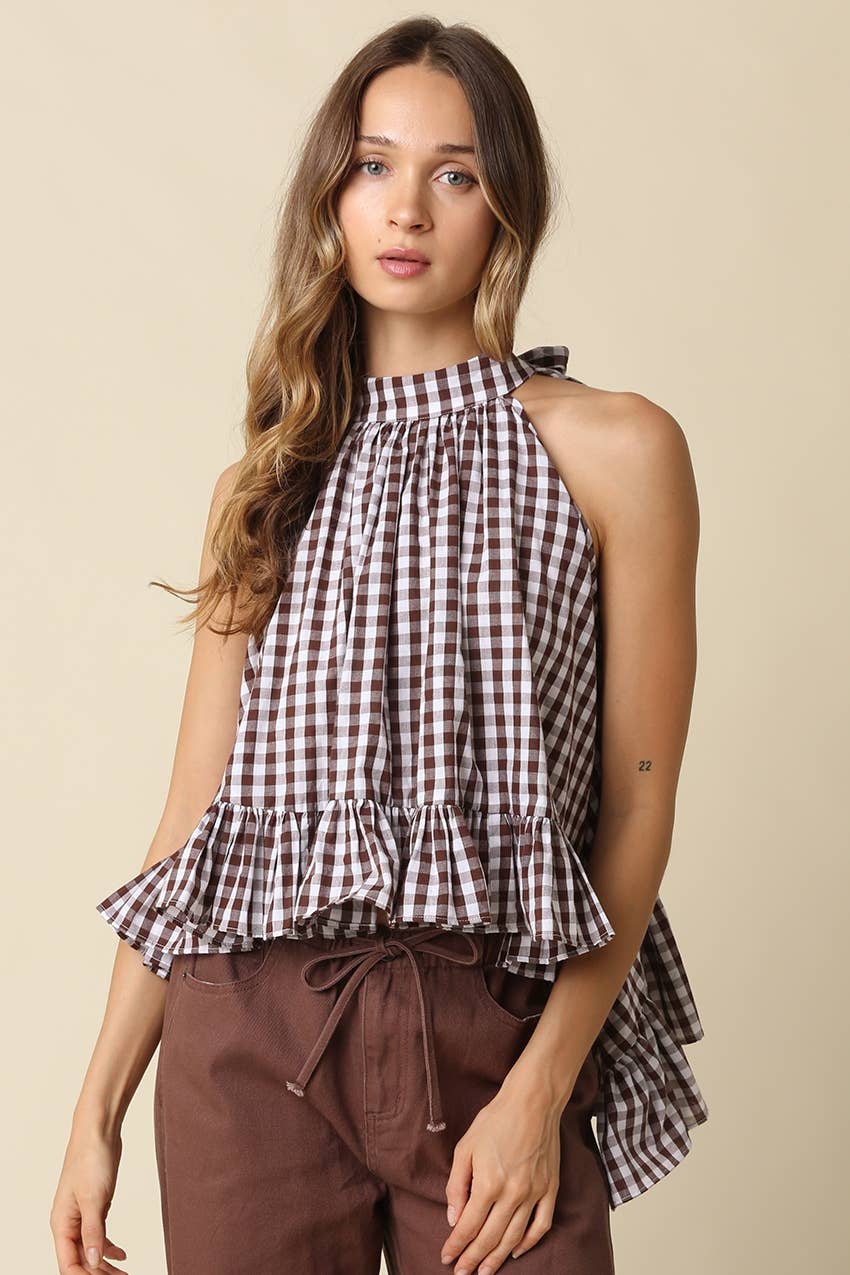Delia Gingham Halter Blouse
