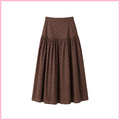 Olive Drop Waist Skirt - Chocolate Eyelet