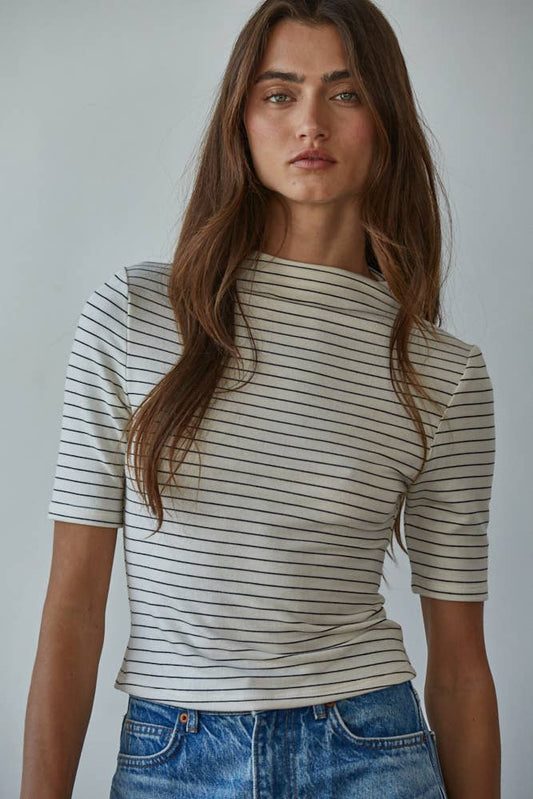 Erin Knit Mock Neck Short Sleeve Top
