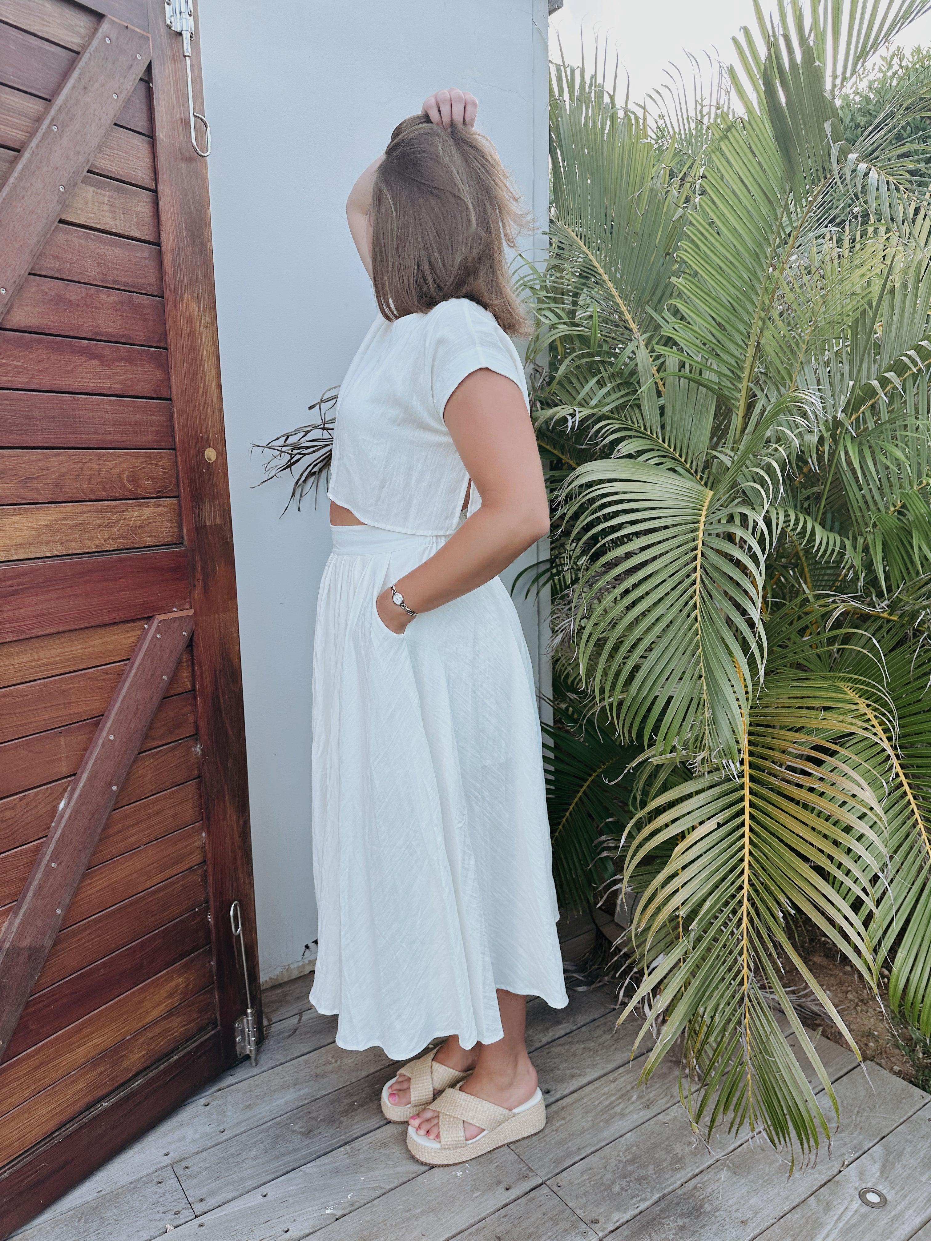 Natalie Flowy White Skirt Set-RESTOCK
