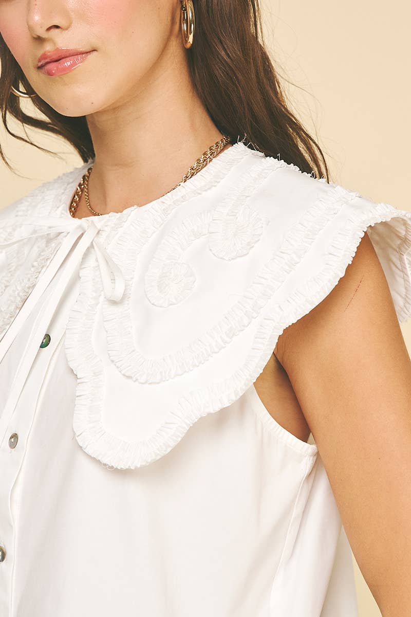 Emmie Embroidered Pilgrim Collar Button Down