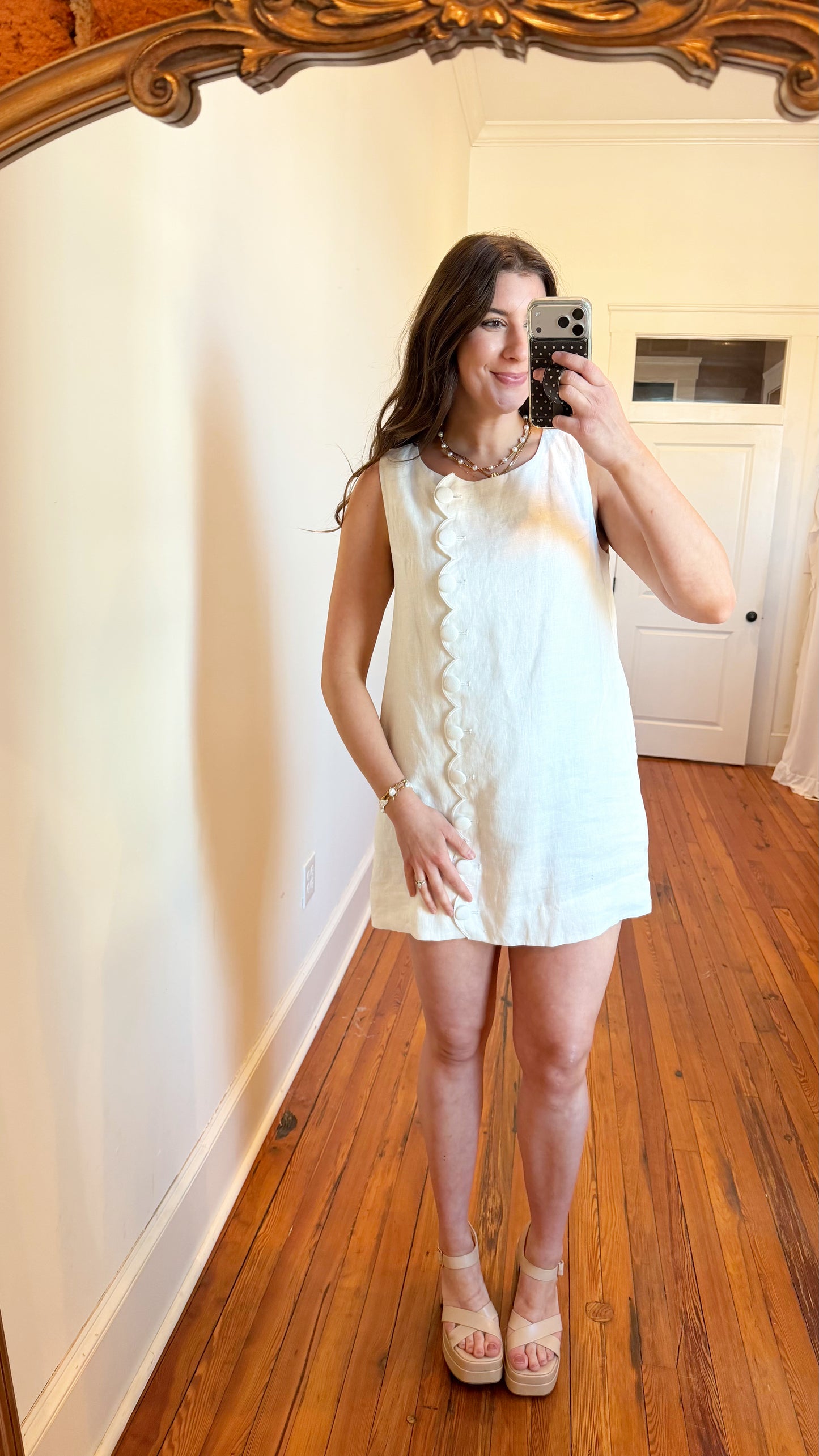 Magnolia Scalloped  Linen Mini Dress