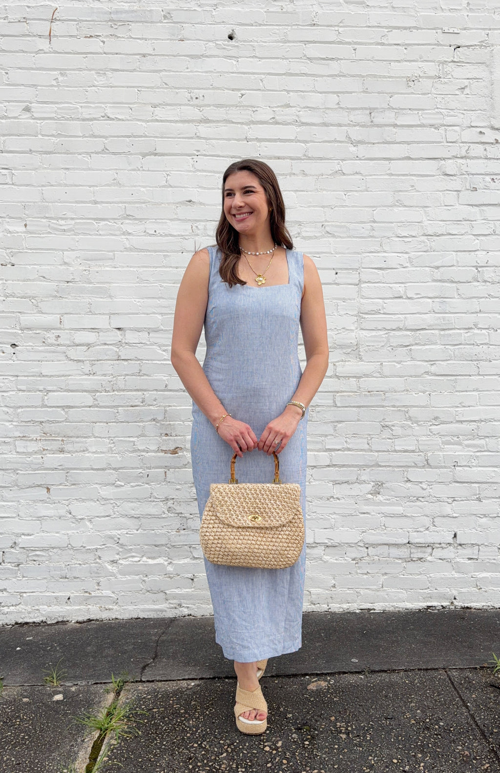 Mia Stripe Square Neck Maxi Dress