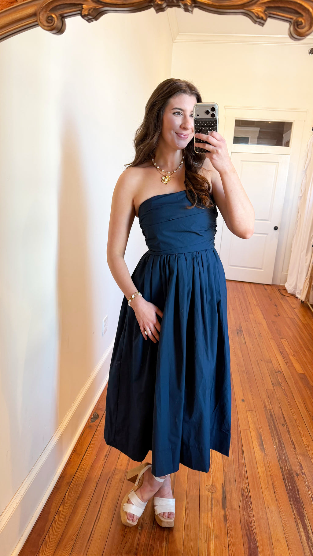 Florence Navy Sleeveless Midi Dress