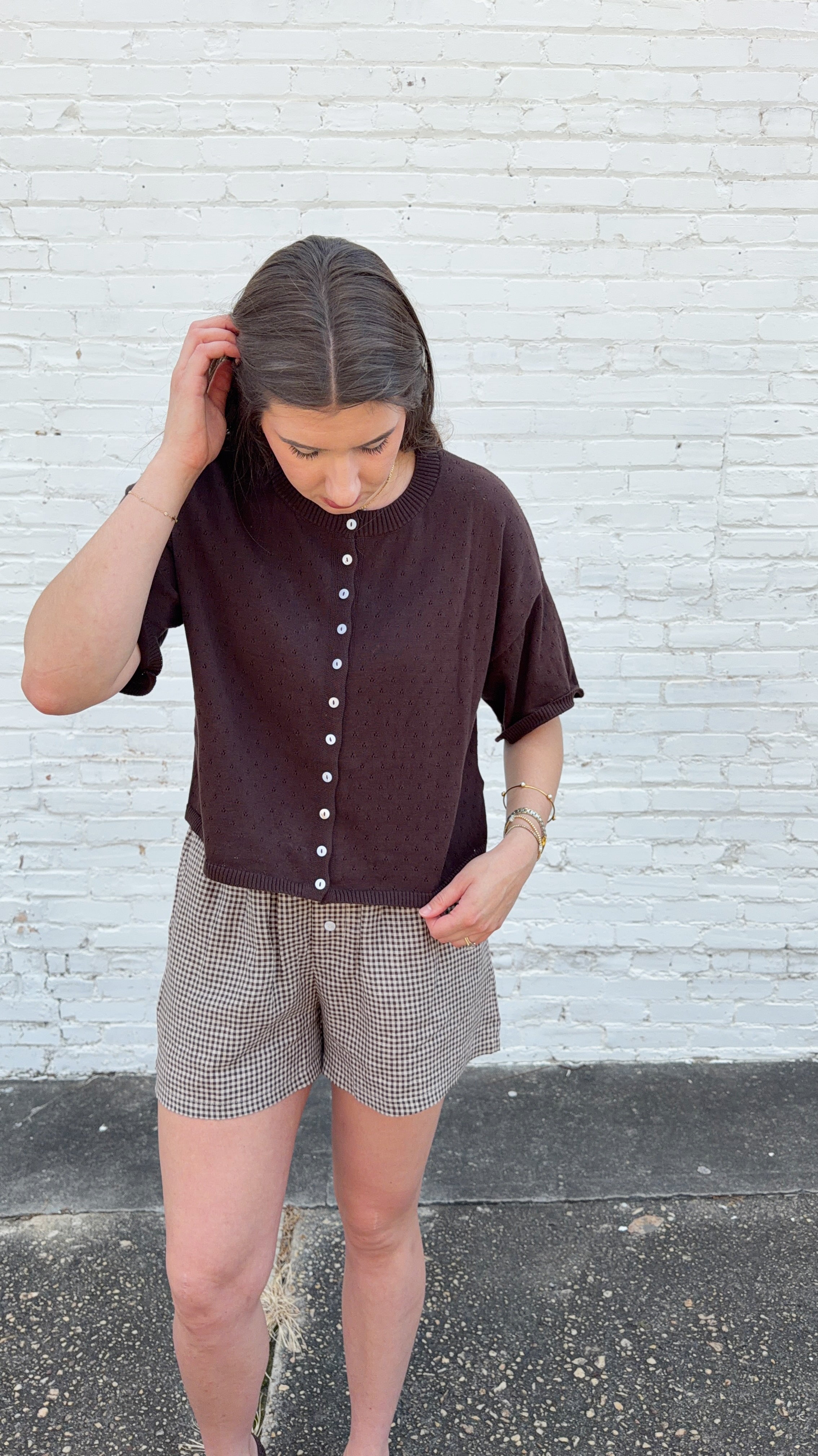 Camille Pointelle Short Sleeve Cotton Cardigan