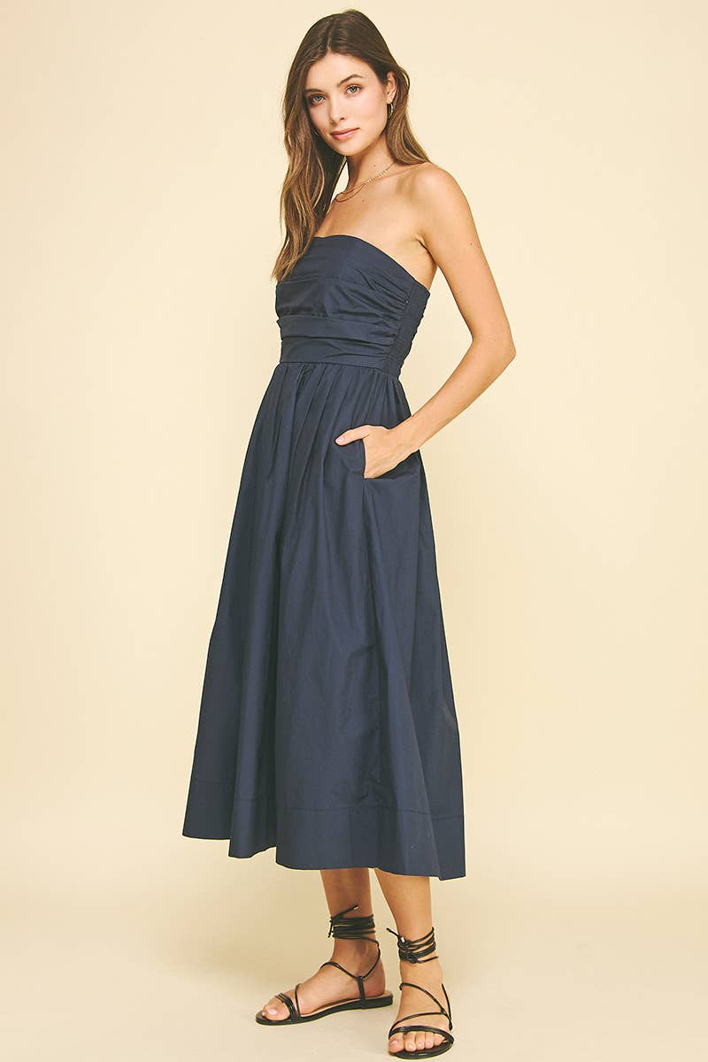 Florence Navy Sleeveless Midi Dress
