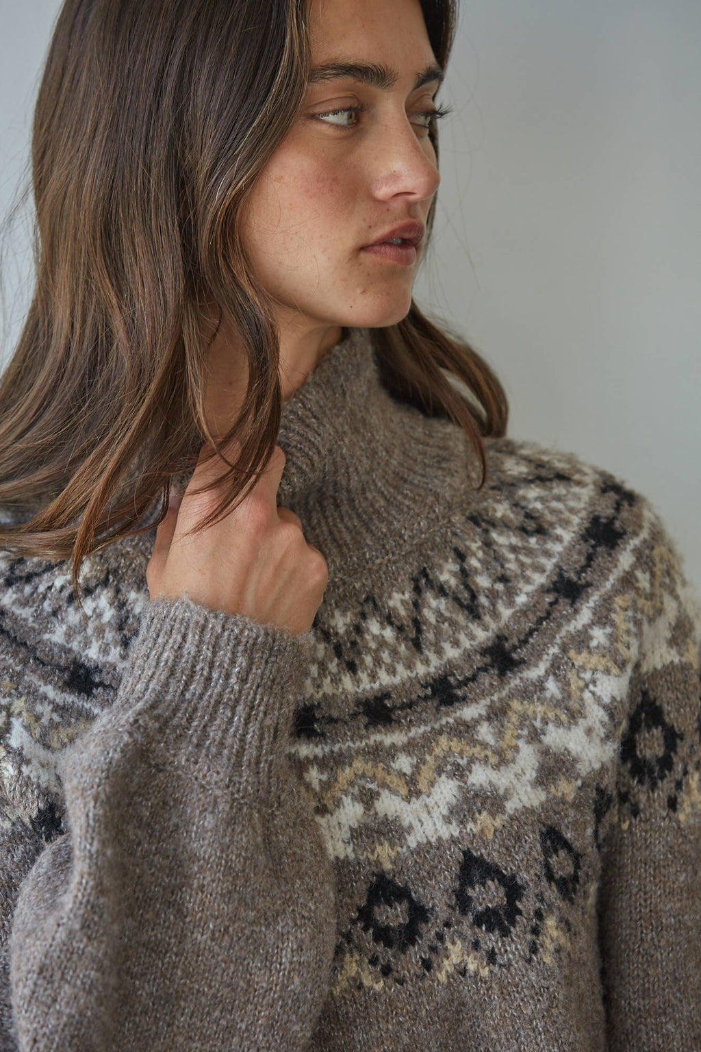 Kristen Fair Isle Mock Neck Sweater