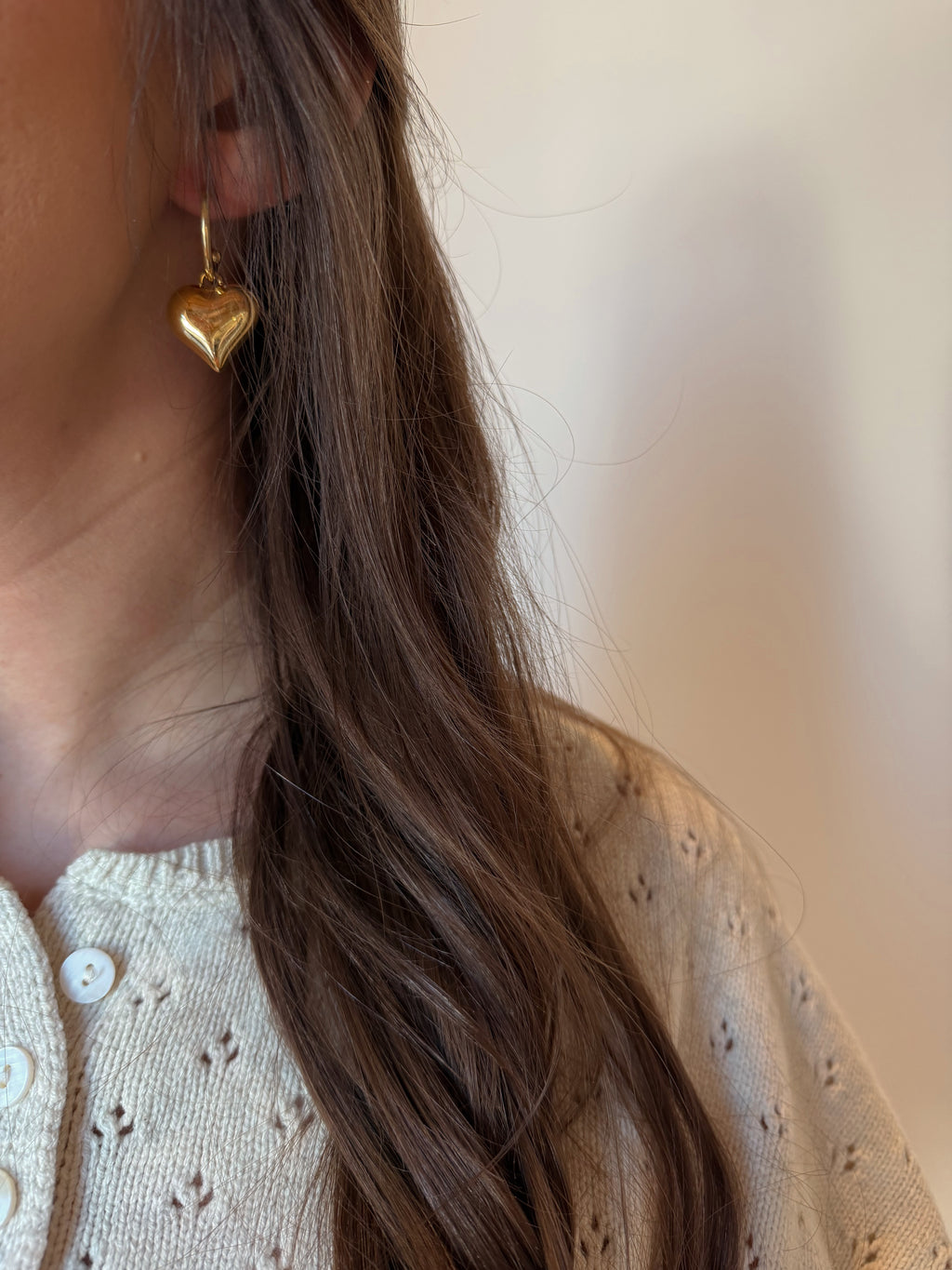 Gold Heart Hoops Tarnish Free