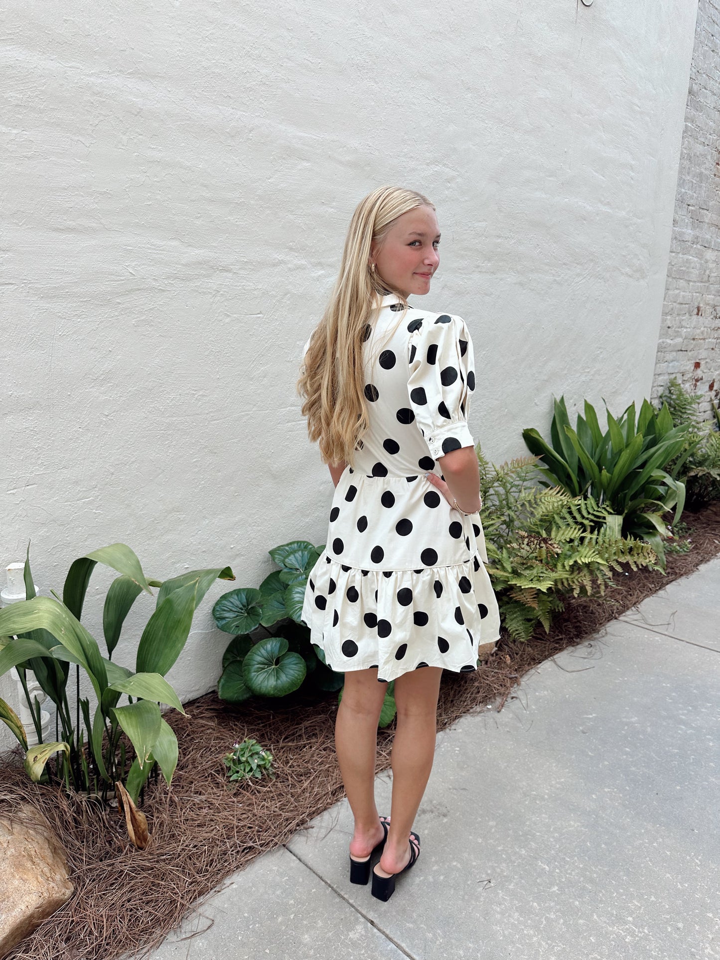 Polka Dot Puff Sleeve Mini Dress