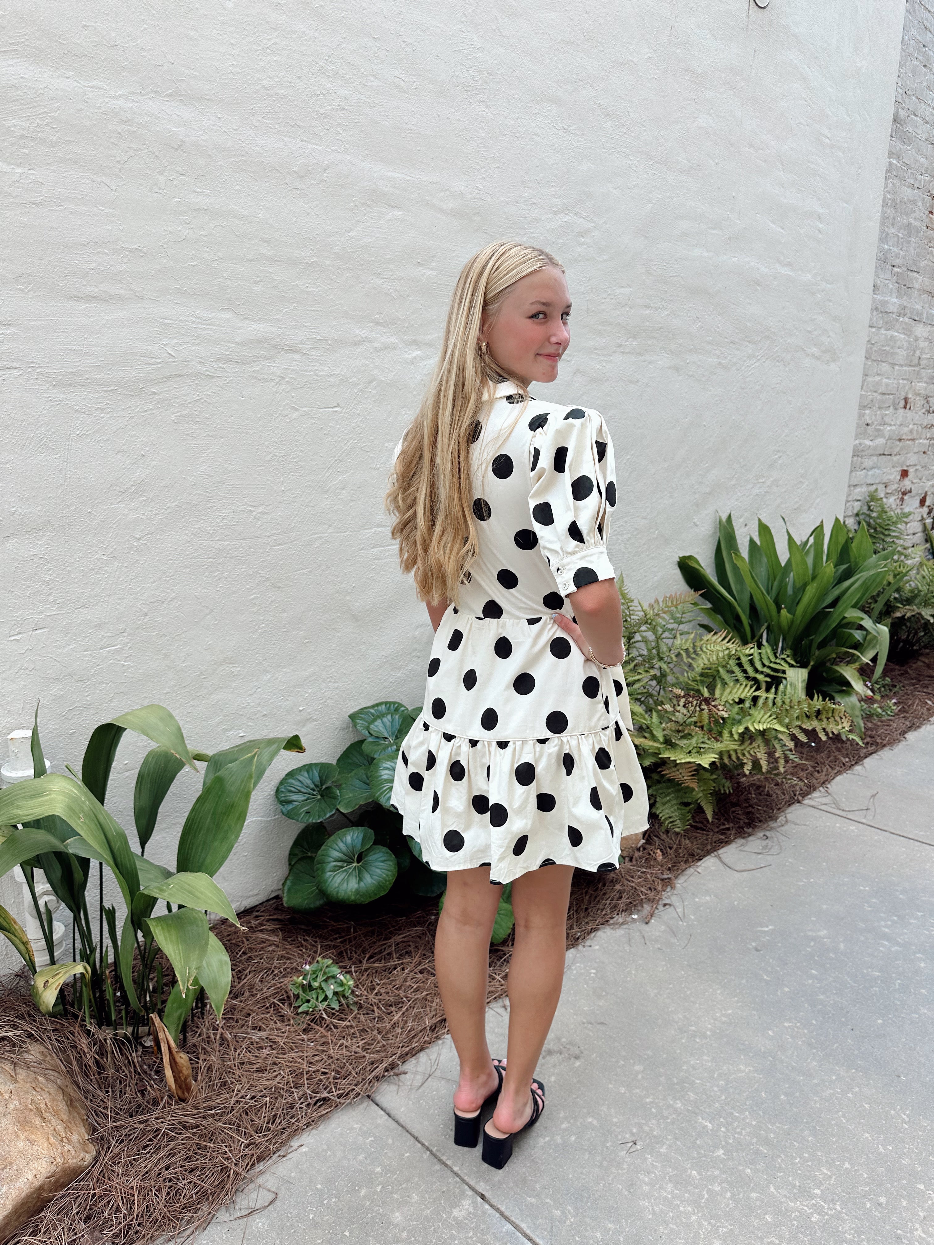Polka Dot Puff Sleeve Mini Dress