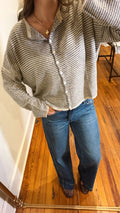 Navy and Tan Striped Cardigan