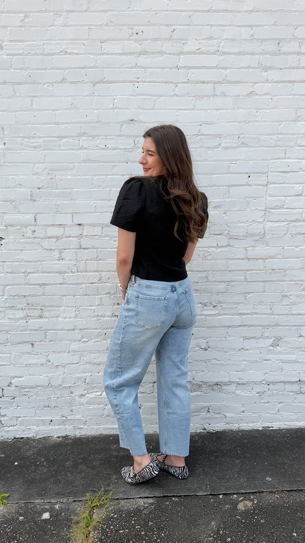 Ada Puff-Sleeve Button-Front Blouse