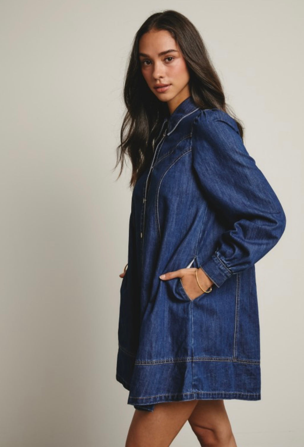 Emery Denim Long Sleeve Mini Dress