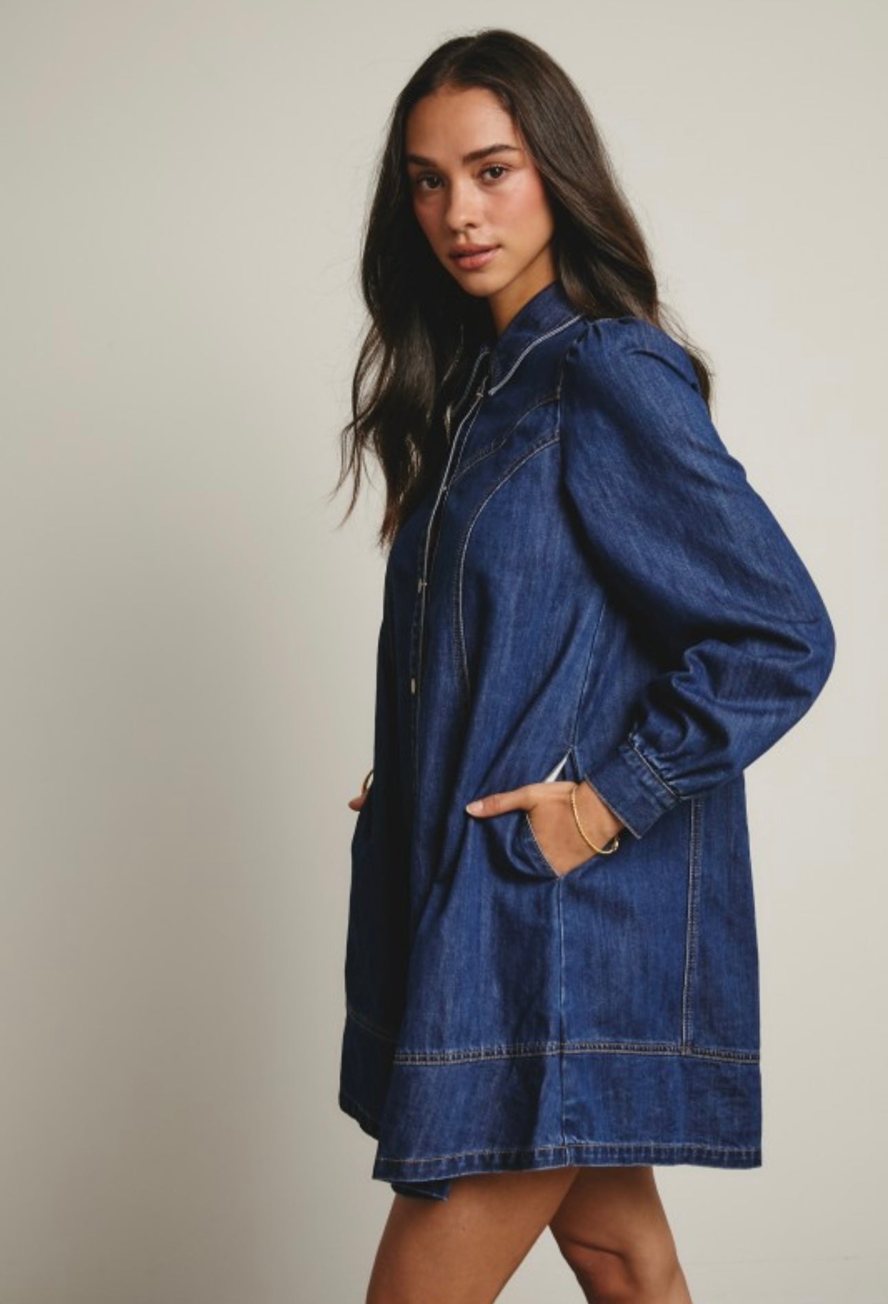 Emery Denim Long Sleeve Mini Dress