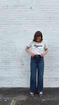 Bonjour Contrast Ringer Tee Embroidered