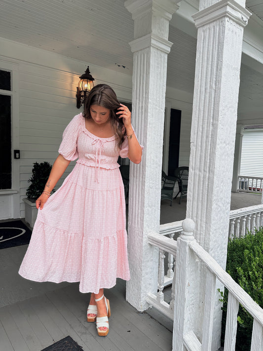 Valley Pink Plaid Maxi Dress