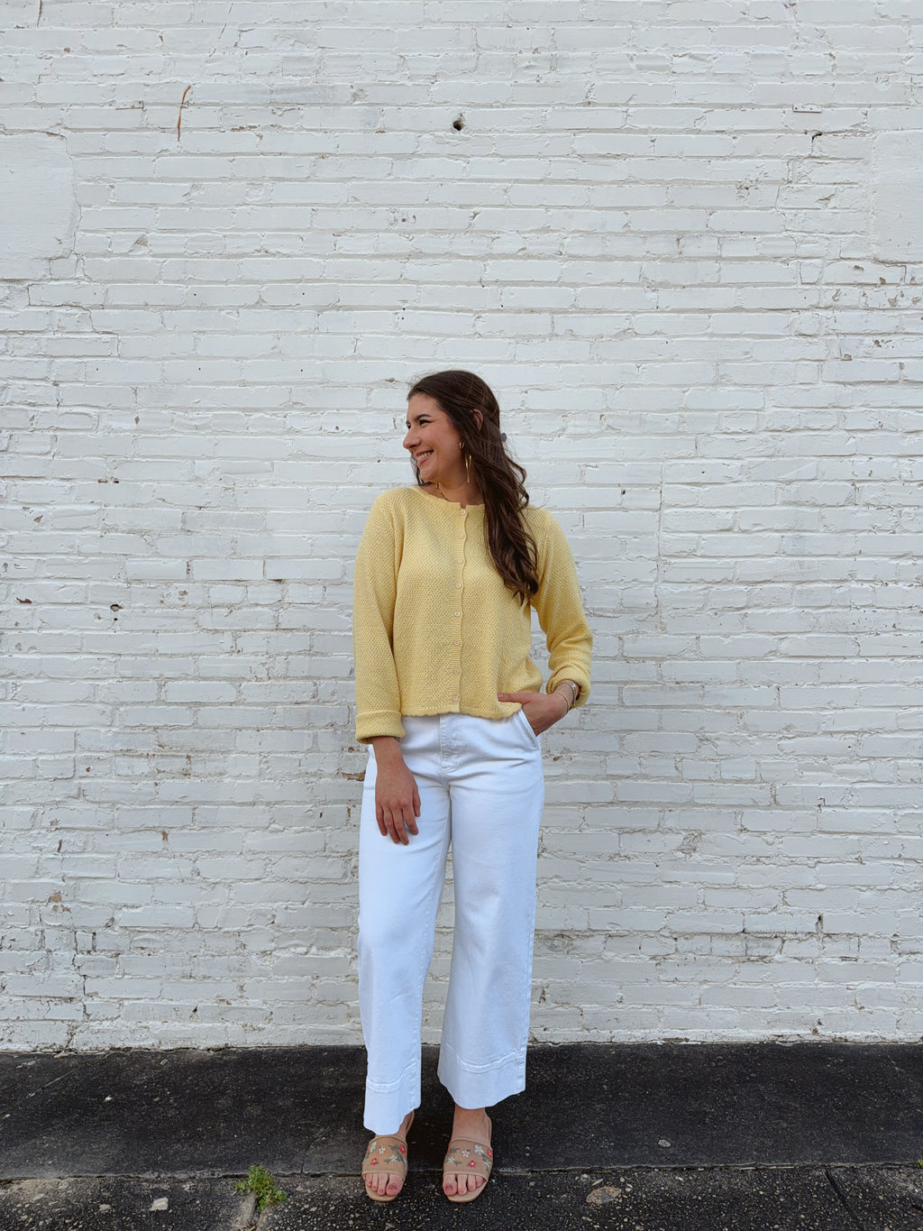 Marigold Butter Yellow Knit Cotton Cardigan