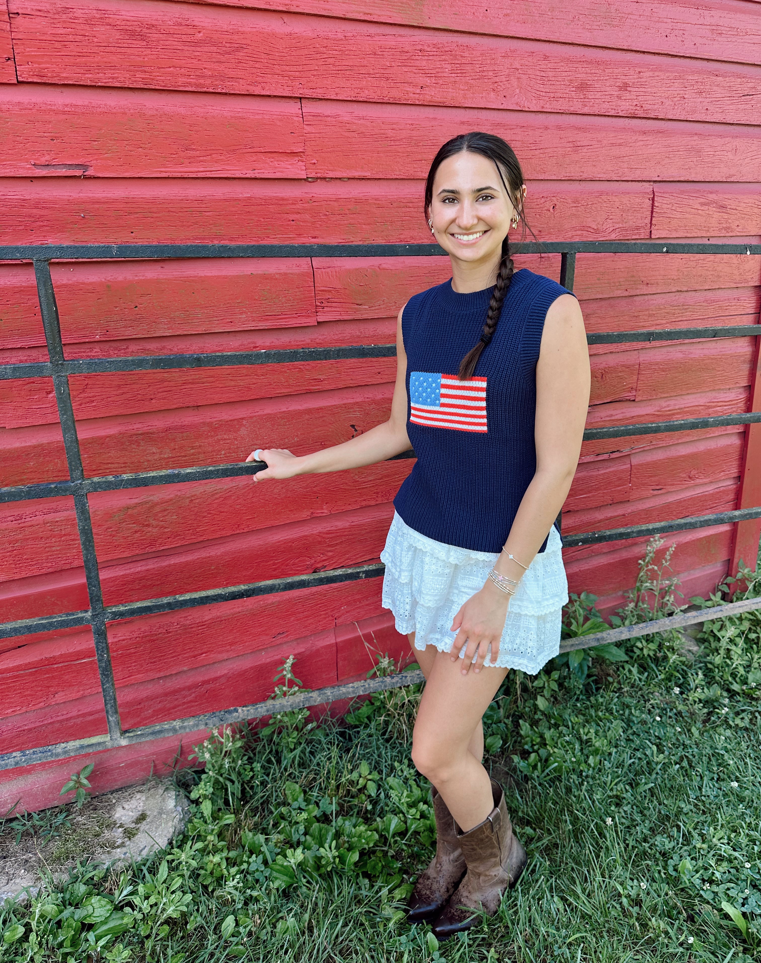 American Flag Knit Tank