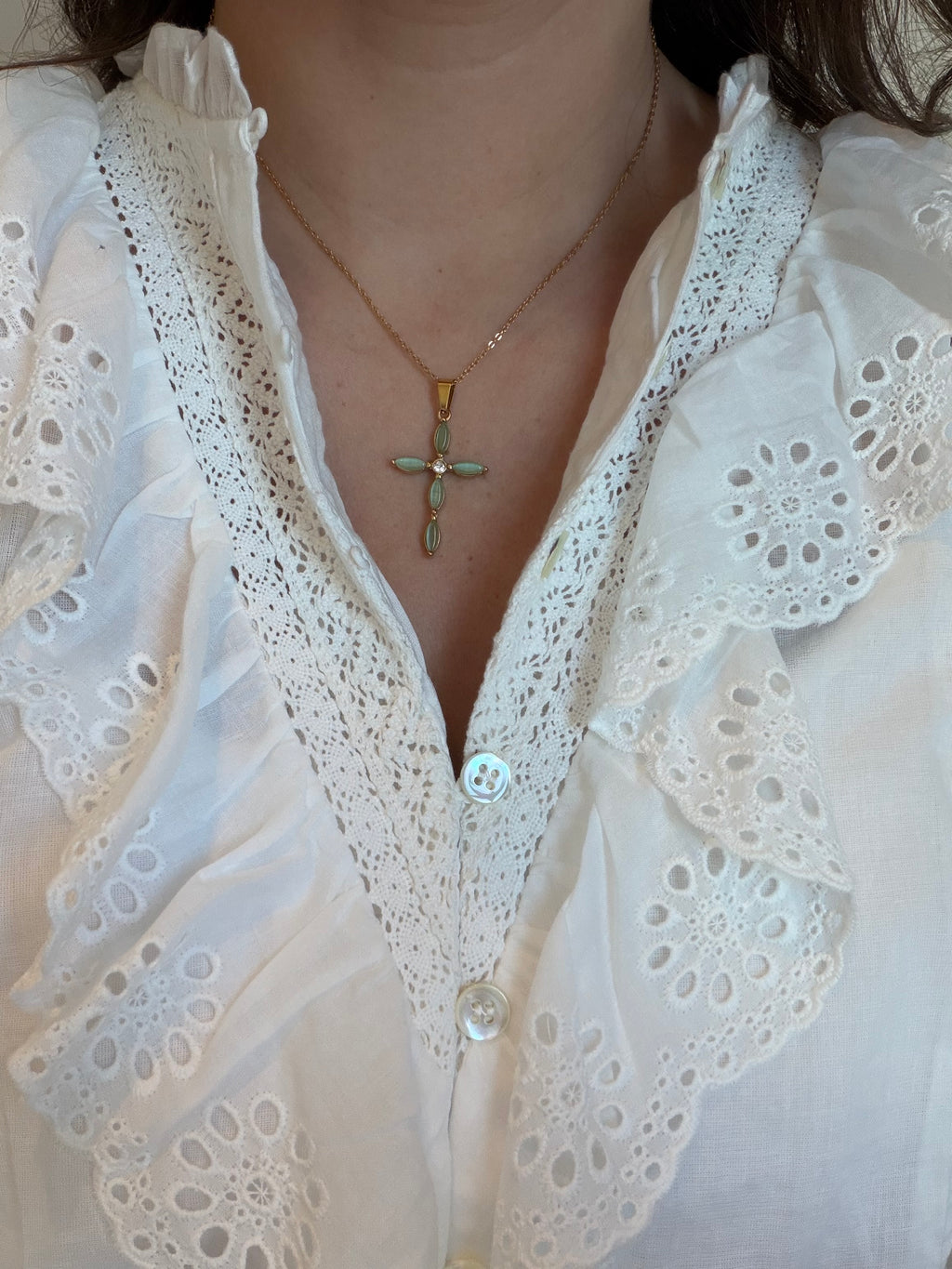 Green Cross Necklace