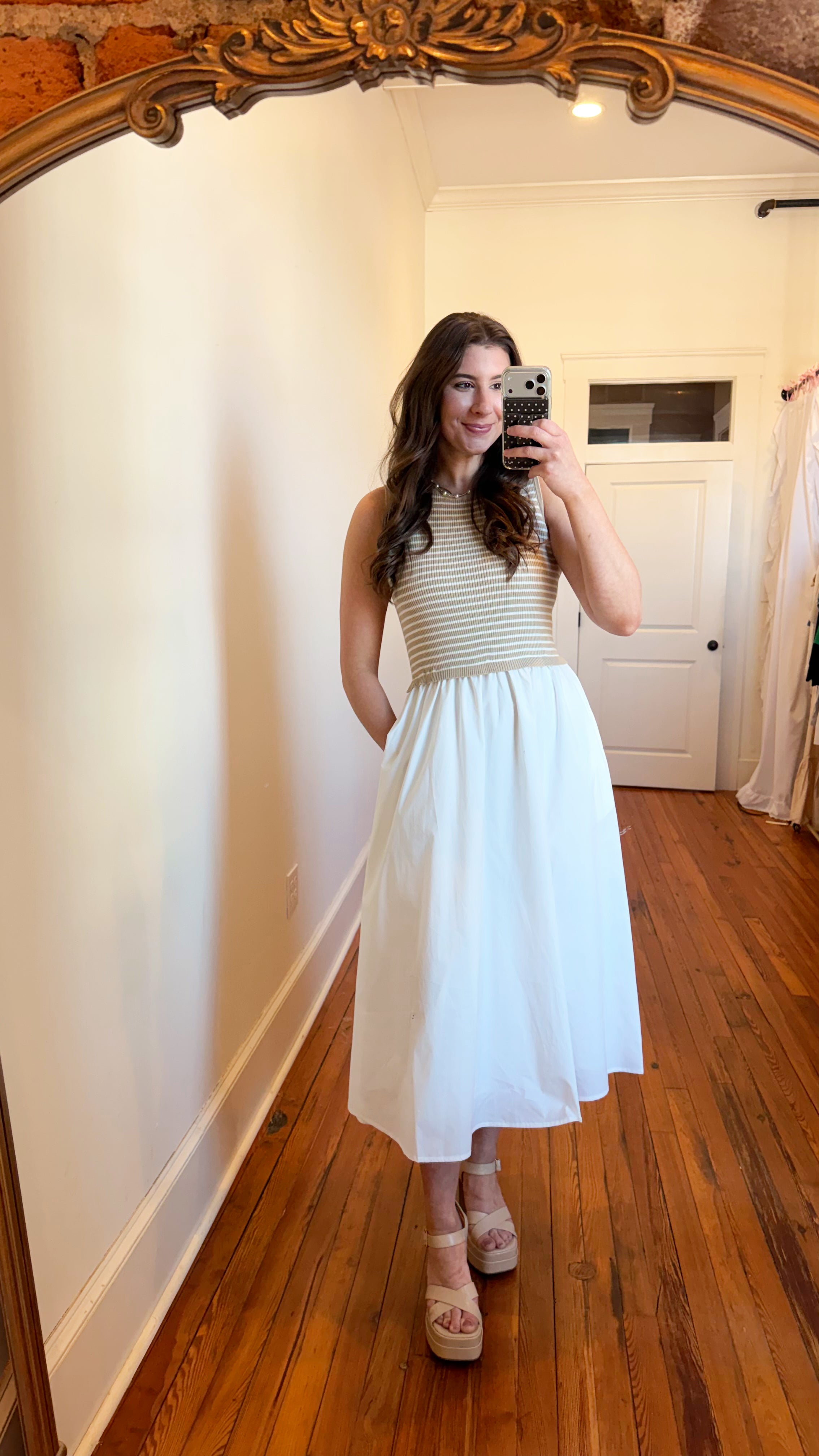 knee length dresses for ladies Hazel Striped Midi Dress Small
