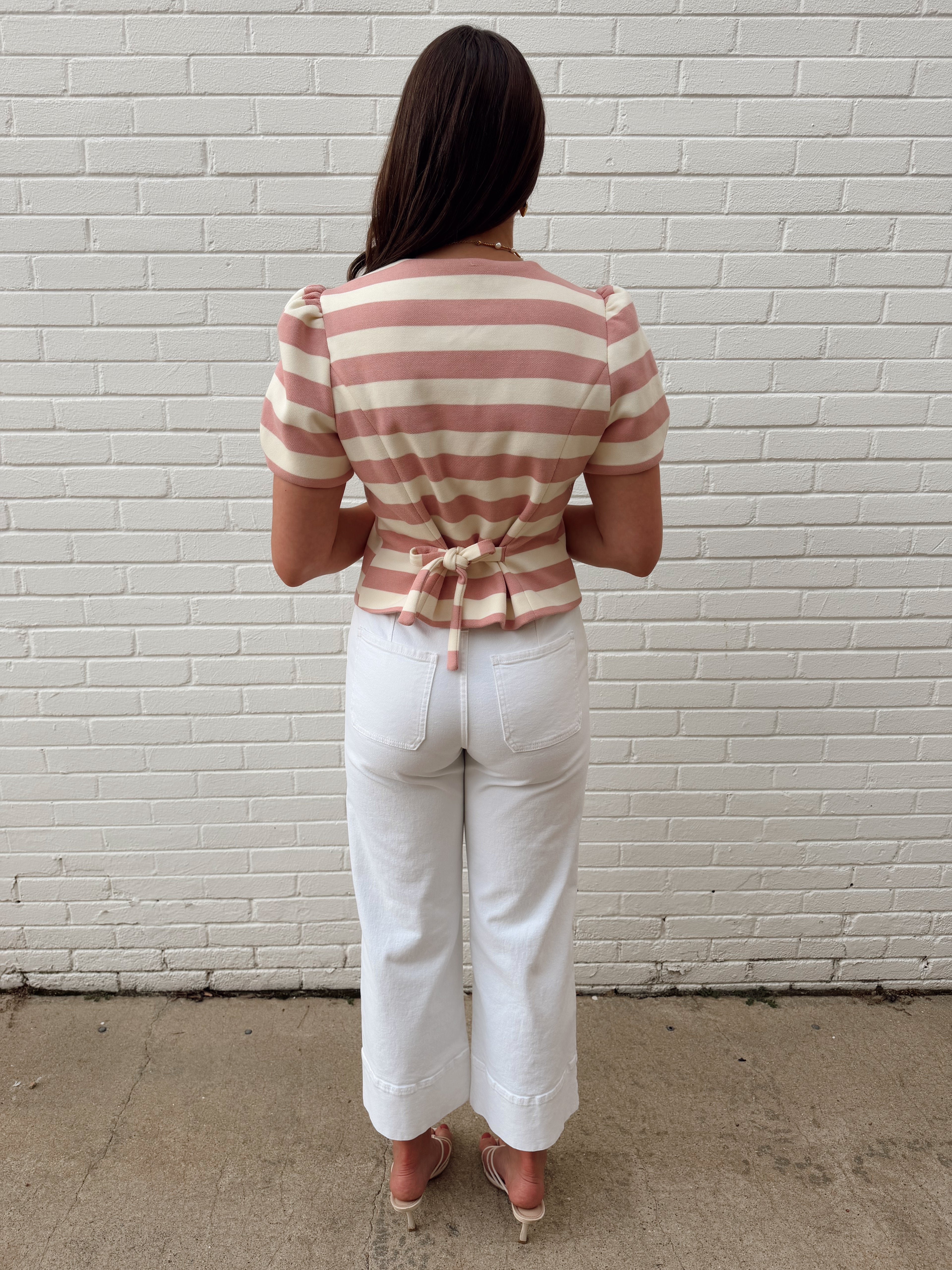 Ambrose Pink and Ivory Striped Top