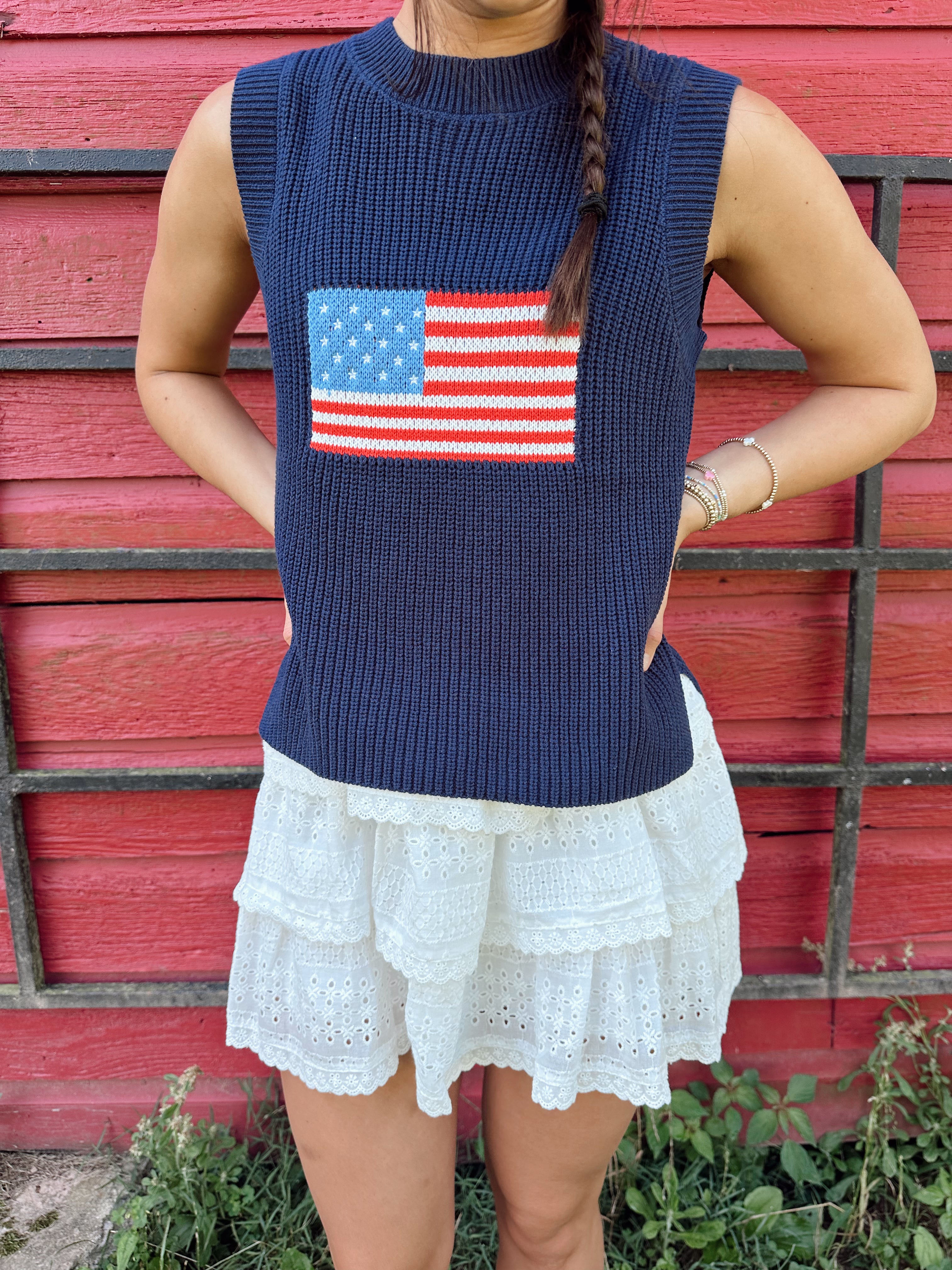 American Flag Knit Tank