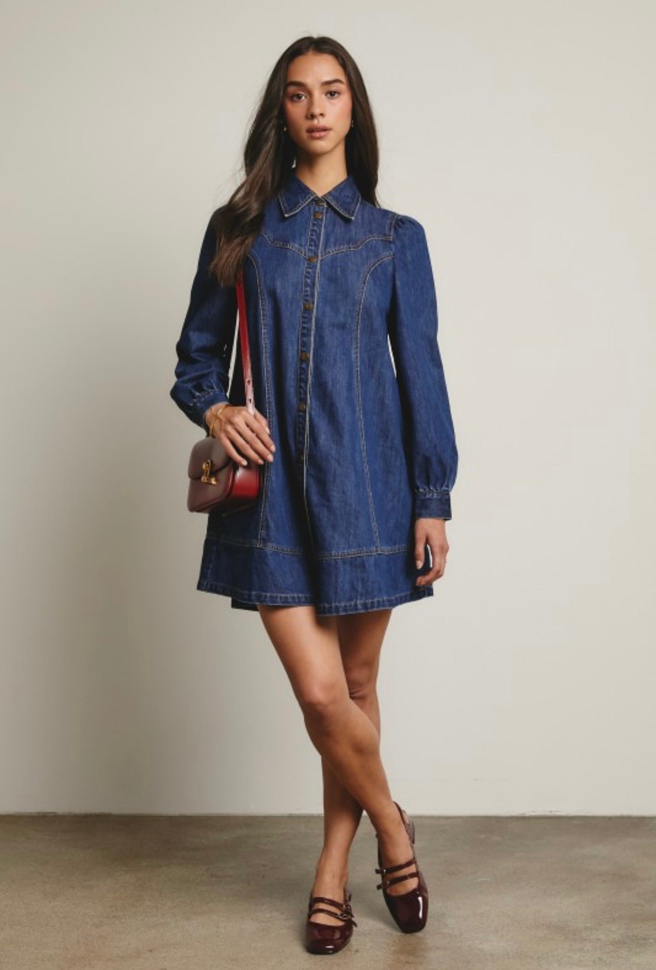 Emery Denim Long Sleeve Mini Dress