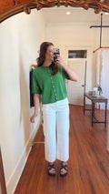 Gracie Green Cotton Button Cardigan