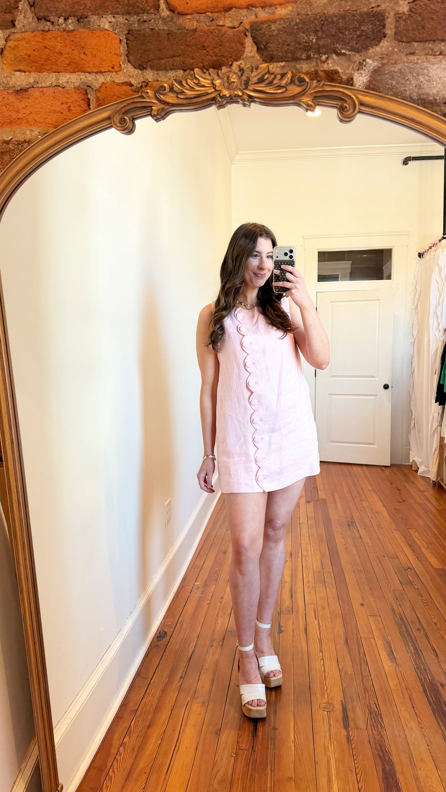 Magnolia Scalloped  Linen Mini Dress