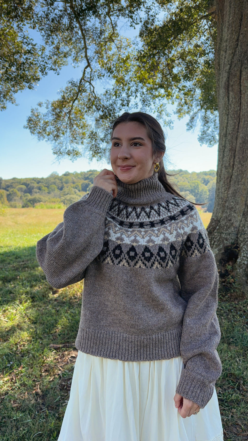 Kristen Fair Isle Mock Neck Sweater