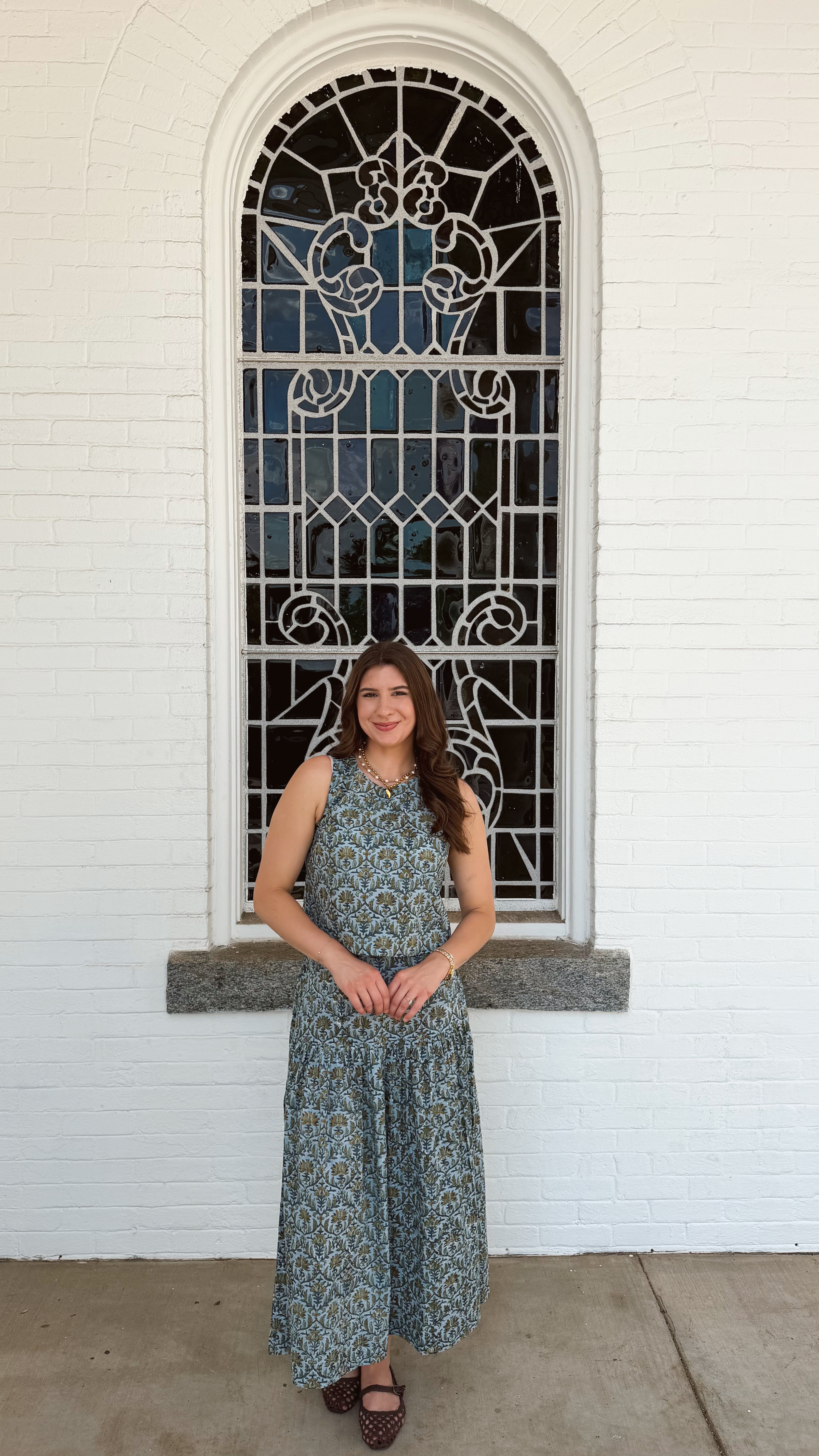 Olive Drop Waist Skirt - Floral Block Print