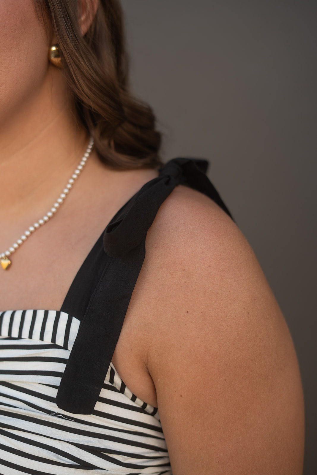 Brooklyn Black and White Striped Maxi Dress With Shoulder Tie